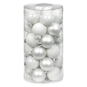 Kerstballen - klein formaat - 30x st - wit - D4 cm - glas - glans en mat