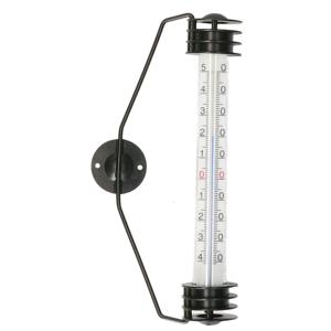 TFA Raam Thermometer - analoog - metaal - zwart - 20 cm - binnen en buiten