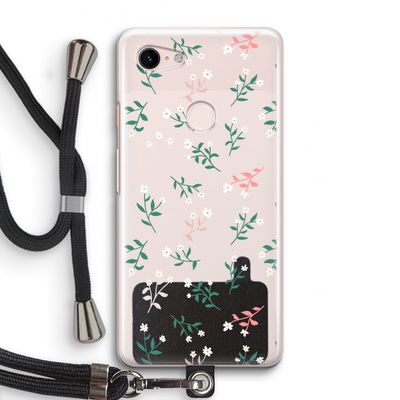 Small white flowers: Pixel 3 Transparant Hoesje met koord