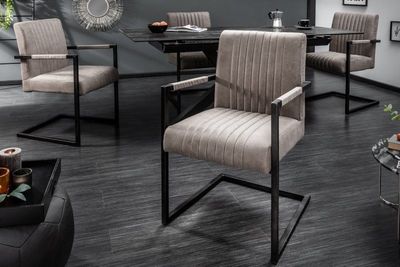 Moderne sledefauteuil BIG ASTON taupe geborsteld ijzeren frame - 39055