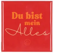 Daan Kromhout Design tegeltje keramiek du bist mein alles 10x10cm red
