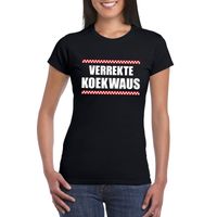 Verrekte Koekwaus dames T-shirt zwart - thumbnail