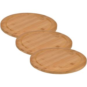 Set van 6x stuks bamboe broodplank/serveerplank/snijplank rond 25 cm