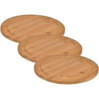 Set van 6x stuks bamboe broodplank/serveerplank/snijplank rond 25 cm - thumbnail