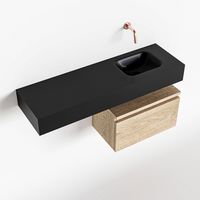 Toiletmeubel Mondiaz Andor | 100 cm | Meubelkleur Washed oak | Lex vrijhangend wastafel Urban Rechts | Zonder kraangat