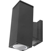 LED Buitenlamp GU10 Fitting - 2-lichts. Mat Zwart Vierkant Aluminium