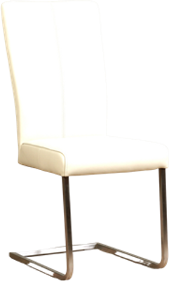 Gebroken witte leren industriële eetkamerstoel Dare - poot vierkant rvs - Toledo Leer Bianco (gebroken wit leer)