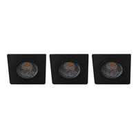 Set 3x Bella Ondiepe LED spot kantelbaar 5Watt vierkant ZWART dimbaar