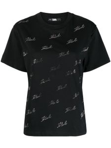 Karl Lagerfeld t-shirt à ornements strassés - Noir