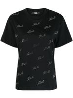 Karl Lagerfeld t-shirt à ornements strassés - Noir - thumbnail