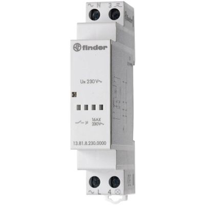 Finder 13.81.8.230.0000 Stroomstootschakelaar DIN-rail 1x NO 230 V/AC 3700 VA Single 1 stuk(s)