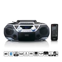 Draagbare Boombox met DAB+/FM-radio, Bluetooth®, CD, cassetterecorder en USB-speler Zilver