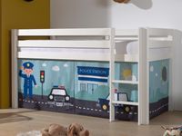 Bed ALIZE halfhoogslaper 90x200 cm witte pijnboom tent Police - thumbnail