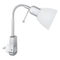 Stopcontact Lamp met Schakelaar - Trion - Rond - Mat Chroom - Aluminium - E14 - Stekkerlamp - Stekkerspot - thumbnail