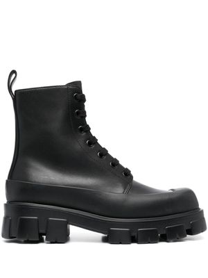 Prada bottines en cuir à bout carré - Noir