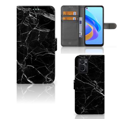 OPPO A76 | A96 | Bookcase | Marmer Zwart - Origineel Cadeau Vader | Portemonnee hoesje