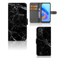 OPPO A76 | A96 | Bookcase | Marmer Zwart - Origineel Cadeau Vader | Portemonnee hoesje
