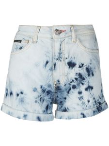 Philipp Plein short en jean à effet délavé - Bleu