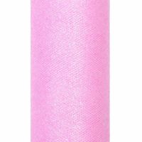 4x stuks rollen Glitter tule gaatjes stof roze 15 x 900 cm breed