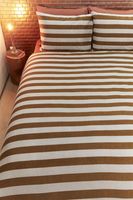 vtwonen Bold Stripe Dekbedovertrek, 2 kussenslopen Licht bruin 260 x 200/220 cm + 2x 60 x 70 cm