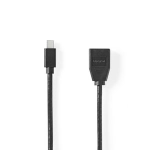 Nedis Mini DisplayPort-Kabel | Mini-DisplayPort Male naar DisplayPort Female | 48 Gbps | 0.2 m | 1 stuks - CCGB37454BK02 CCGB37454BK02