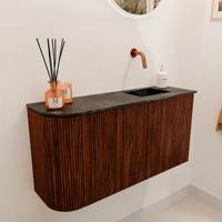 Toiletmeubel Mondiaz Joya Dlux | 81.6 cm | Meubelkleur Ruby | Faye wastafel Lava Wasbak Rechts | Zonder kraangat(en)