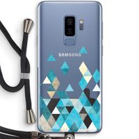 Gekleurde driehoekjes blauw: Samsung Galaxy S9 Plus Transparant Hoesje met koord
