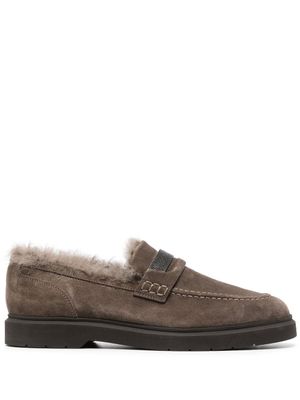 Brunello Cucinelli mocassins à intérieur fourré - Marron