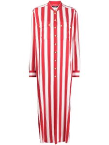 Balmain robe-chemise rayée à col officier - Rouge