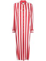Balmain robe-chemise rayée à col officier - Rouge