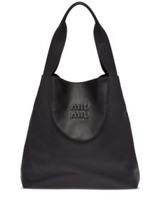 Miu Miu sac cabas en cuir à logo embossé - Noir