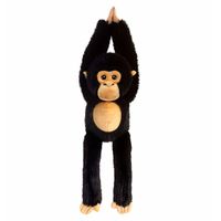 Keel Toys pluche Chimpansee aap knuffeldier - zwart/bruin - hangend - 50 cm - Knuffel bosdieren - thumbnail