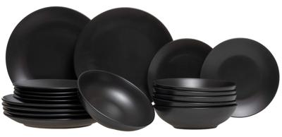 Studio Tavola Serviesset Black Tie - 18-delig / 6 personen - 6 ontbijt/dessertborden, 6 diepe borden en 6 dinerborden