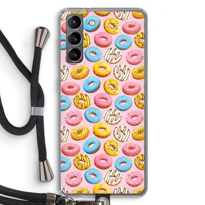 Pink donuts: Samsung Galaxy S21 Transparant Hoesje met koord