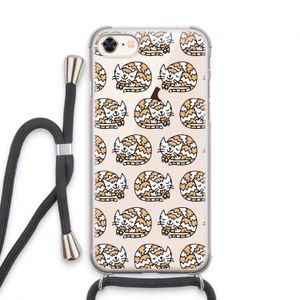 Slapende poes: iPhone 7 Transparant Hoesje met koord