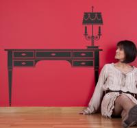Muursticker Bureau en Bureaulamp