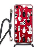 Cactusmotief: iPhone SE 2020 Transparant Hoesje met koord