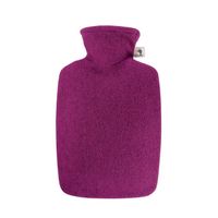 Warmwaterkruik met vilt-look hoes fuchsia roze 2 liter - Kruiken