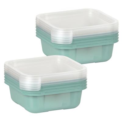 Vershoudbakjes/lunchboxen - set van 8x st - 900 ml - groen/transparant- L16 x B16 x H9 cm