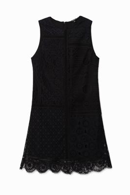 Mouwloze kanten jurk - BLACK - XS