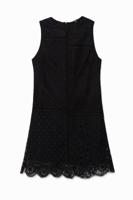 Mouwloze kanten jurk - BLACK - M
