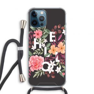Hello in flowers: iPhone 12 Pro Transparant Hoesje met koord