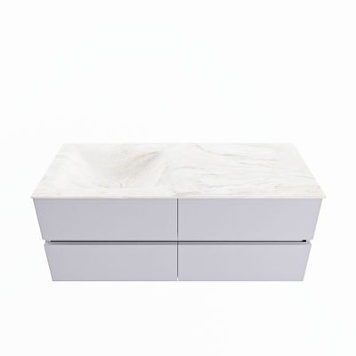 MONDIAZ VICA-DLUX 120cm badmeubel onderkast Cale 4 lades. Inbouw wastafel CLOUD links zonder kraangat, kleur Ostra.