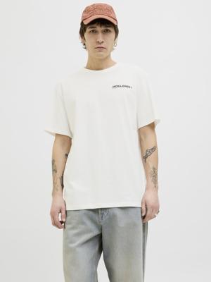 Jack & Jones Jjhawaii Tee Ss Crew Neck Print T-shirts Cloud Dancer