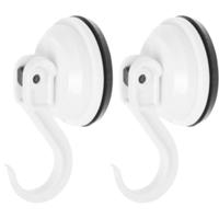 Benson sterke zuignap badkamer/keuken ophang haken - 2x stuks - kunststof - Draagkracht 6 KG