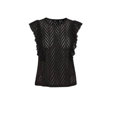VERO MODA top VMLEAH van gerecycled polyester zwart