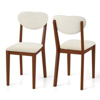 2-delige set Eetkamerstoelen met Gestofferde Zitting & 180 kg Draagvermogen Keukenstoelen Eetstoel