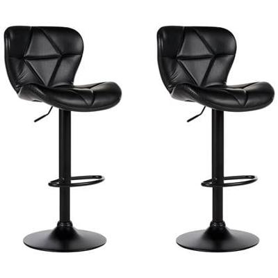 Beliani - VALETTA II - Barkruk set van 2 - Zwart - Kunstleer