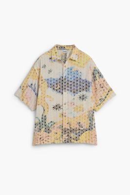 Geborduurde bedrukte blouse - WHITE - M