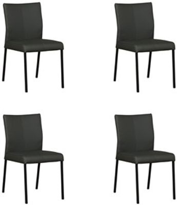 Set van 4 Donkergroene leren moderne eetkamerstoelen Basic - poot vierkant zwart - Toledo Leer Verde (donkergroen leer)